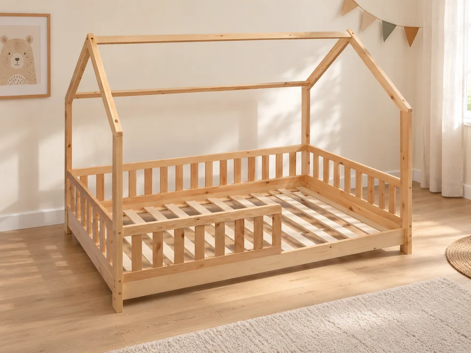 Lit cabane Bosco 90 x 190 cm naturel JJ174154, mise en scène illustrée